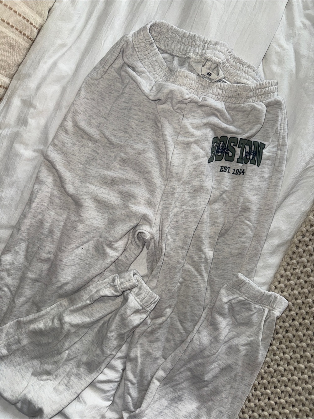 H&M kids Light Gray Heather Boston Logo Joggers